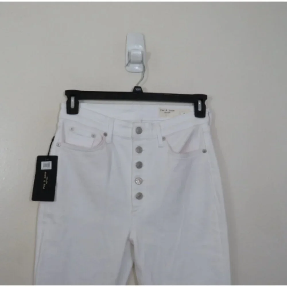 Rag & Bone Size 28 Casey High Rise Ankle Flare White Stretch Jeans NEW $225 - Picture 3 of 4
